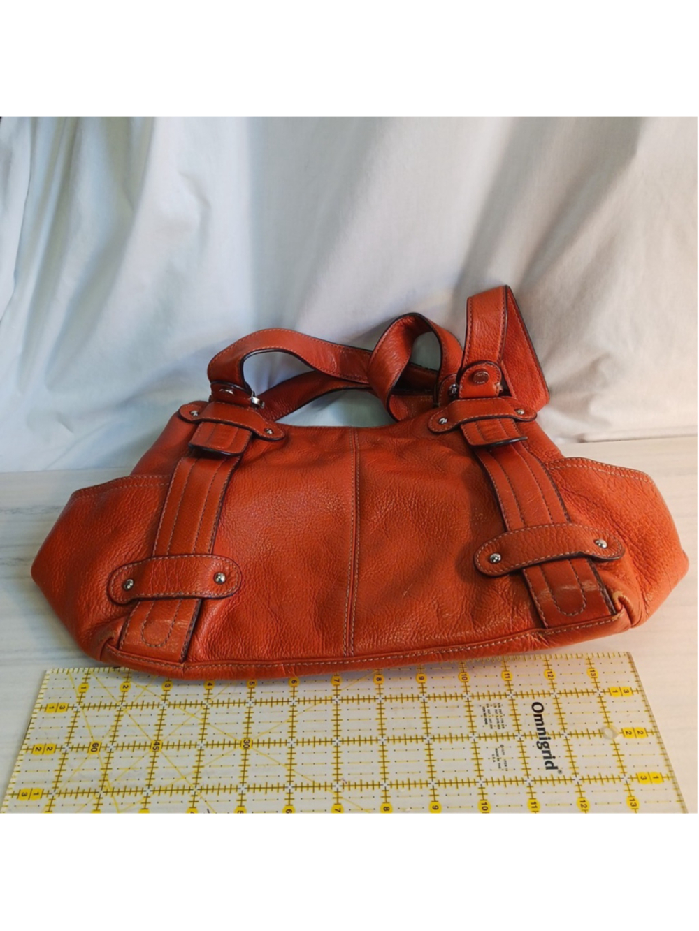 VTG Y2K Tignanello Handbag Orange Leather 2 Straps Magnetic Closure shoulder Bag - Picture 8 of 10
